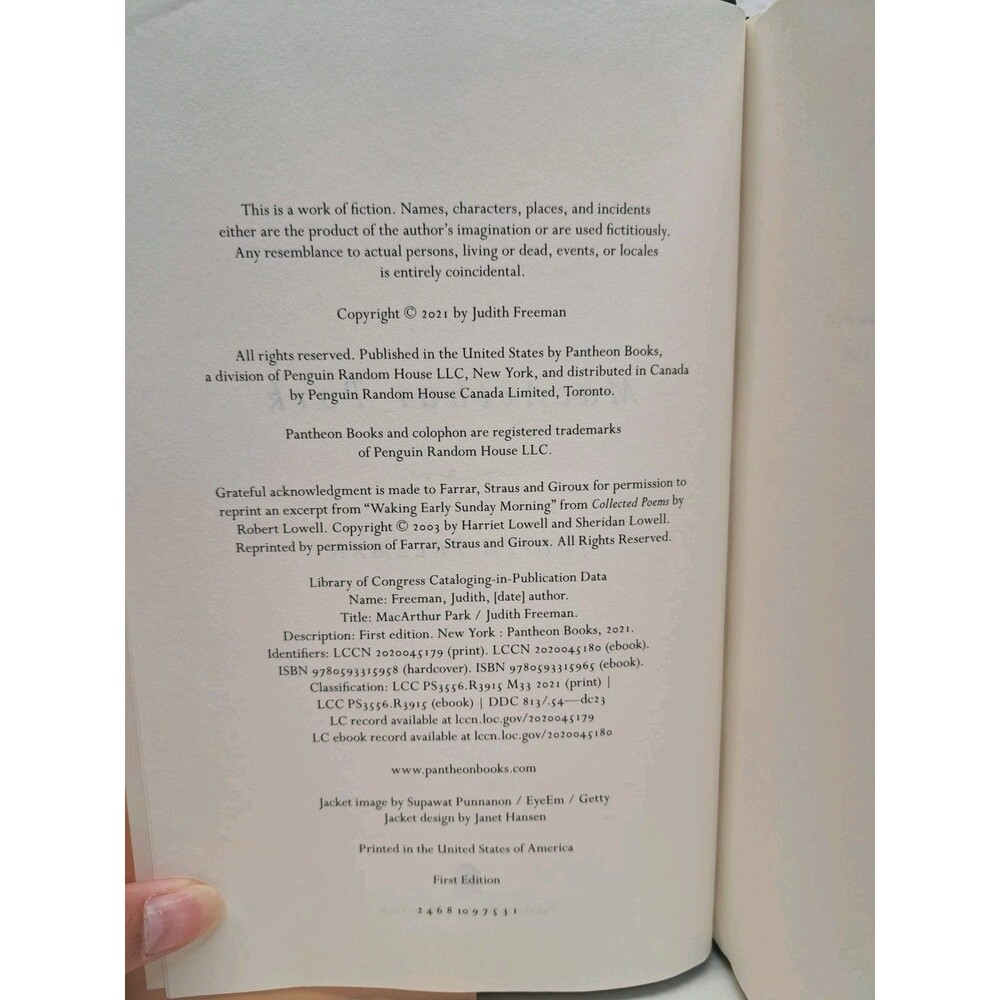 MacArthur Park : A Novel Hardcover Judith Freeman First Edition - Picture 4 of 4